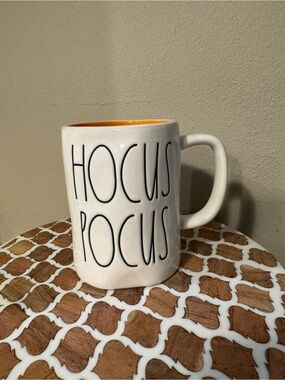 Rae Dunn Hocus Pocus Ceramic Mug - White with Orange Interior